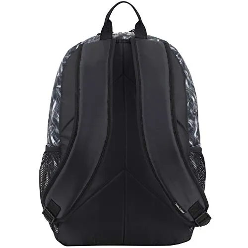 Eastsport Multi Pocket School Backpack, Black/Brush Stroke Print/Lilac Trim